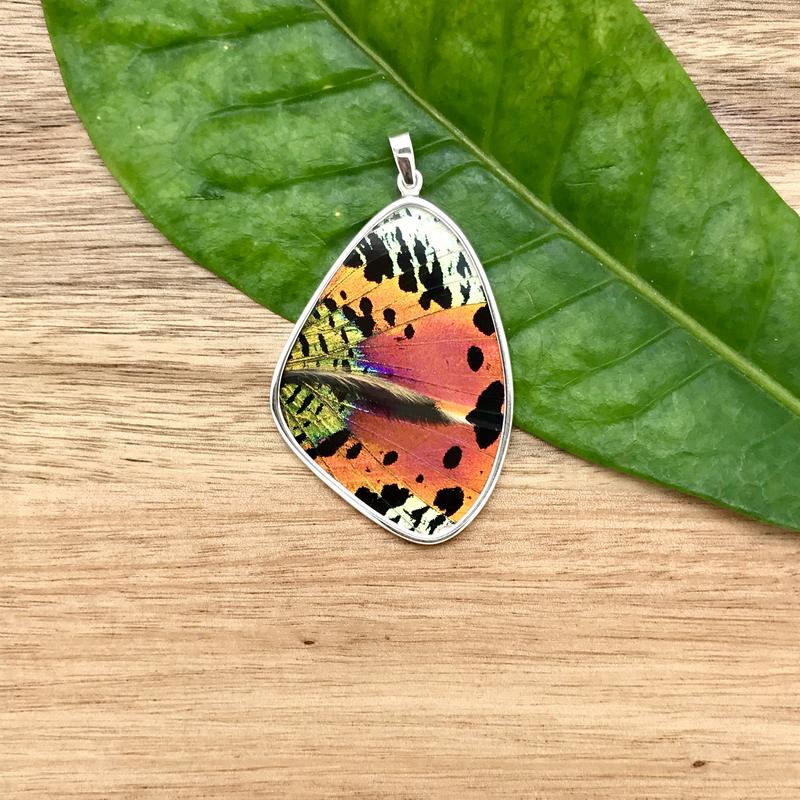 Butterfly Wing Pendant on Leaf