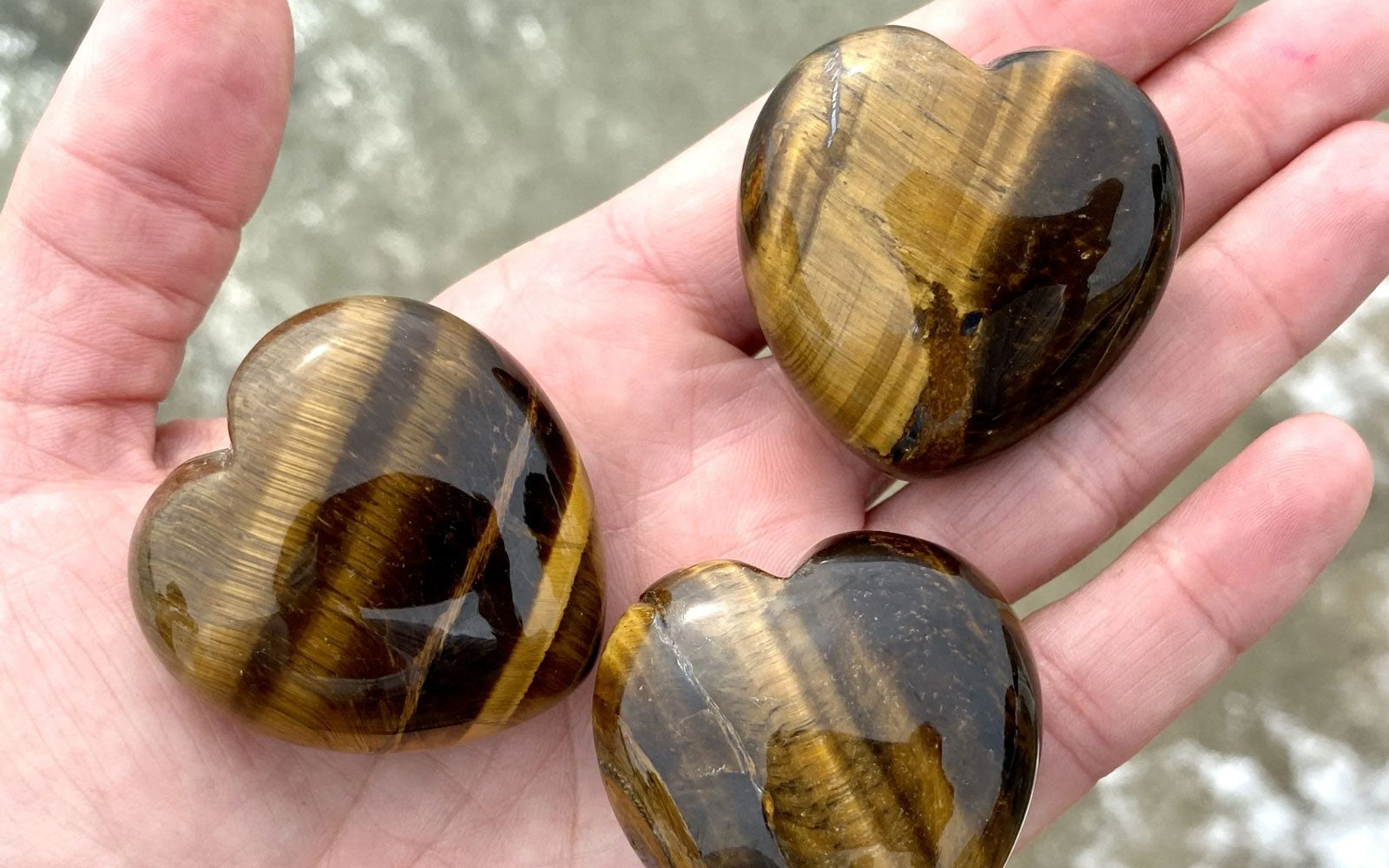 Tiger Eye Puff Heart Healing Crystals
