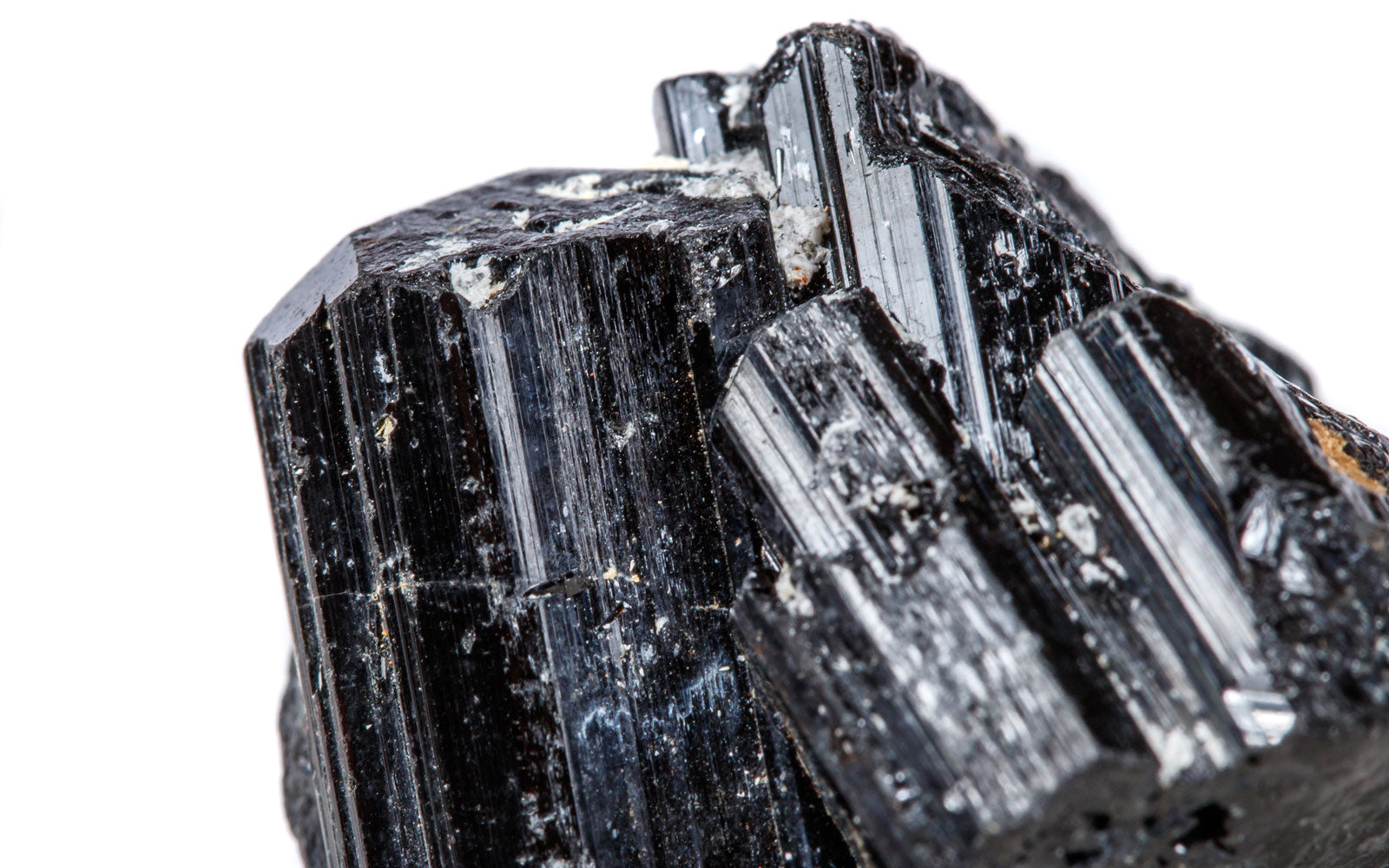 Black tourmaline on white background