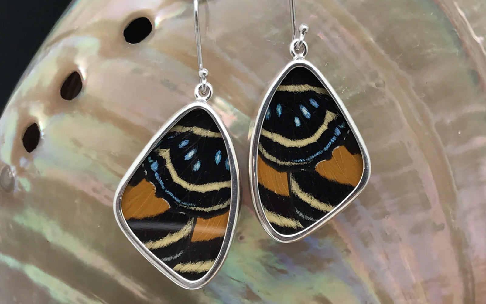 Medium Butterfly Wing Earrings in Number Wing Design
