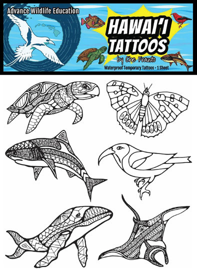 Hawaii Tattoos Waterproof Temporary Tattoo Sheet