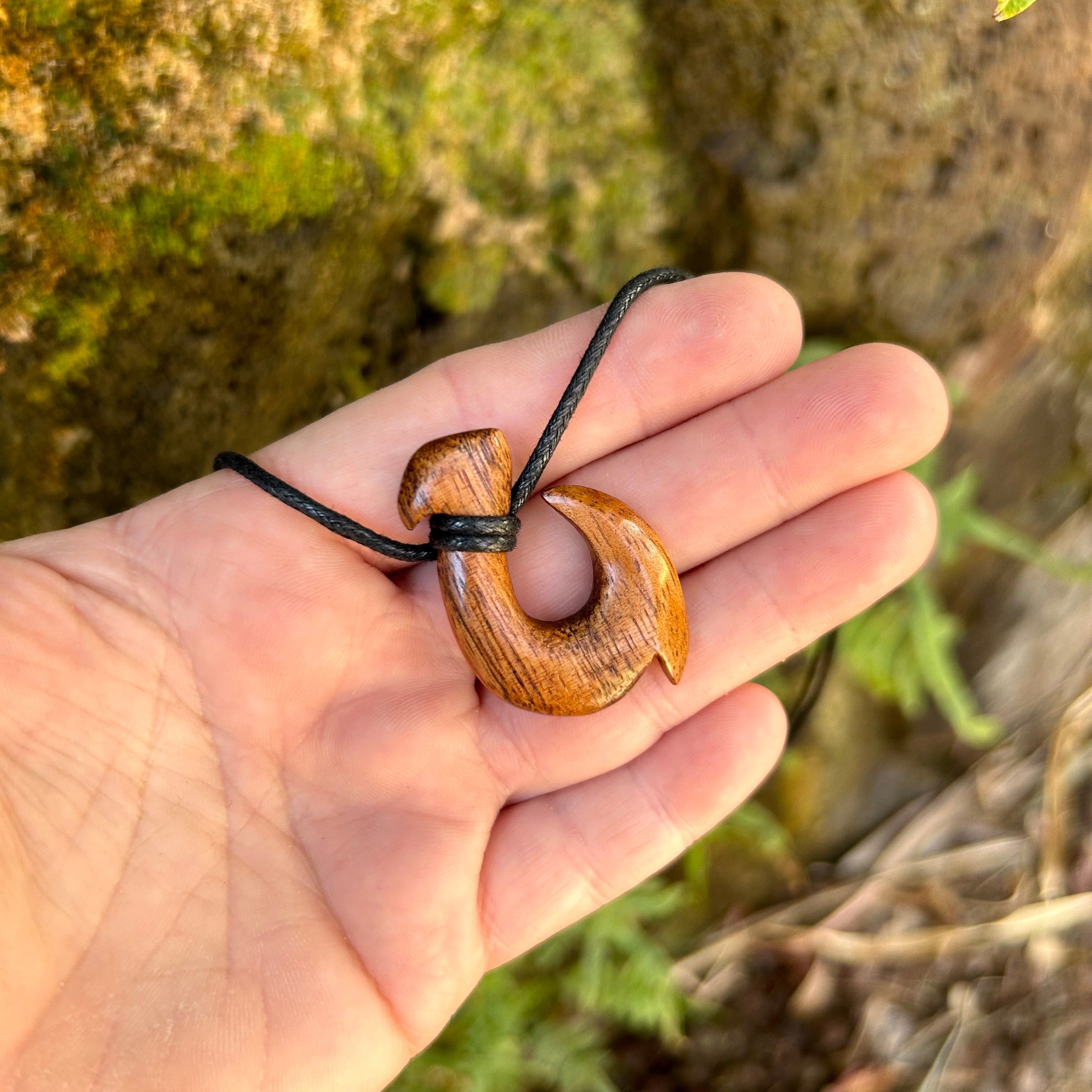 Koa Wood Maui Fish Hook | Hand-Carved