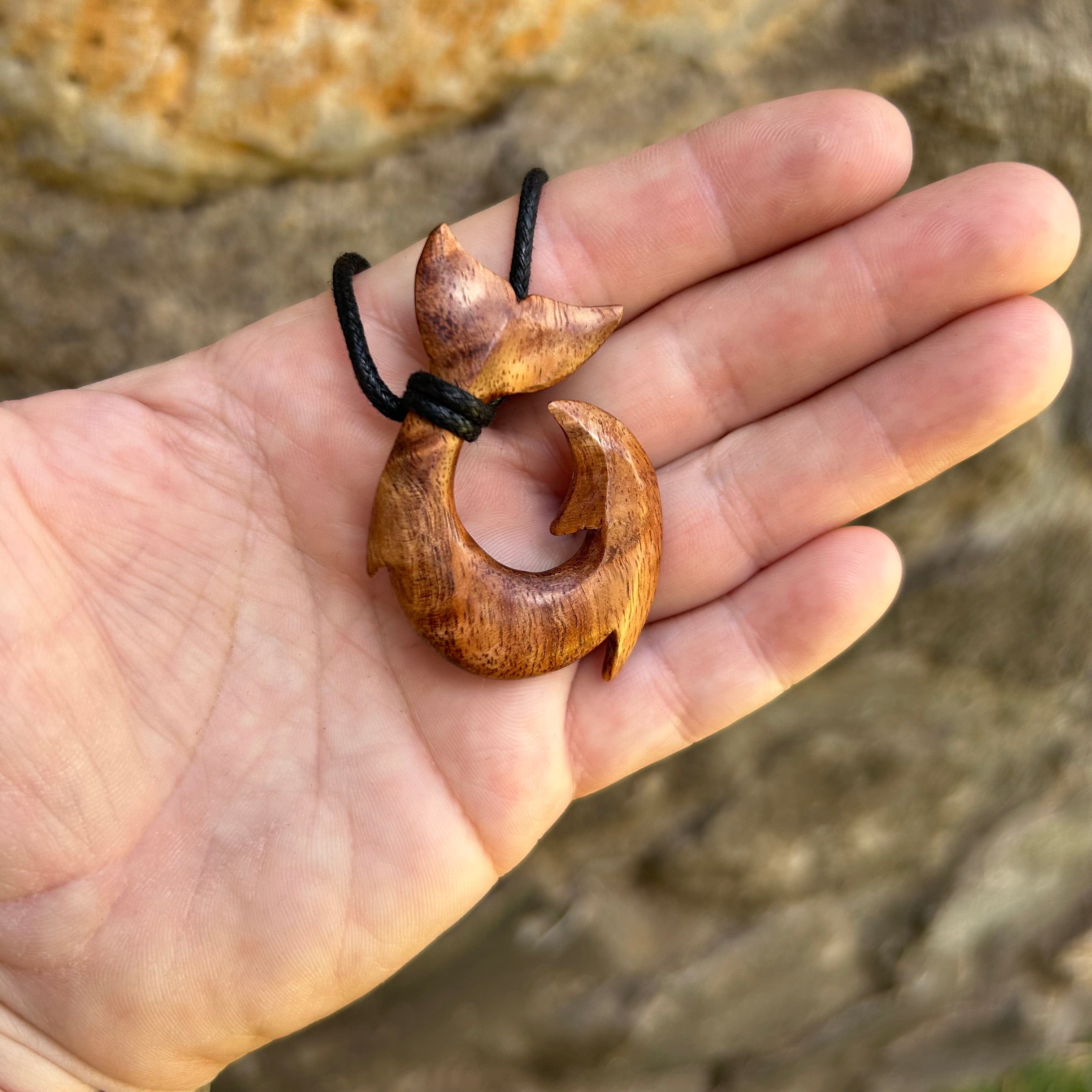 Curly Koa Wood Maui Fish Hook Whale Tail | Whaler's Locker