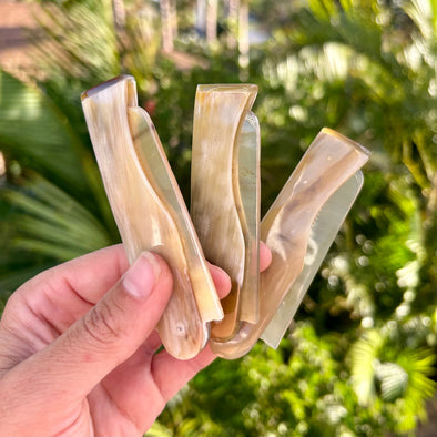 Hand Carved Water Buffalo Horn Folding Combs
