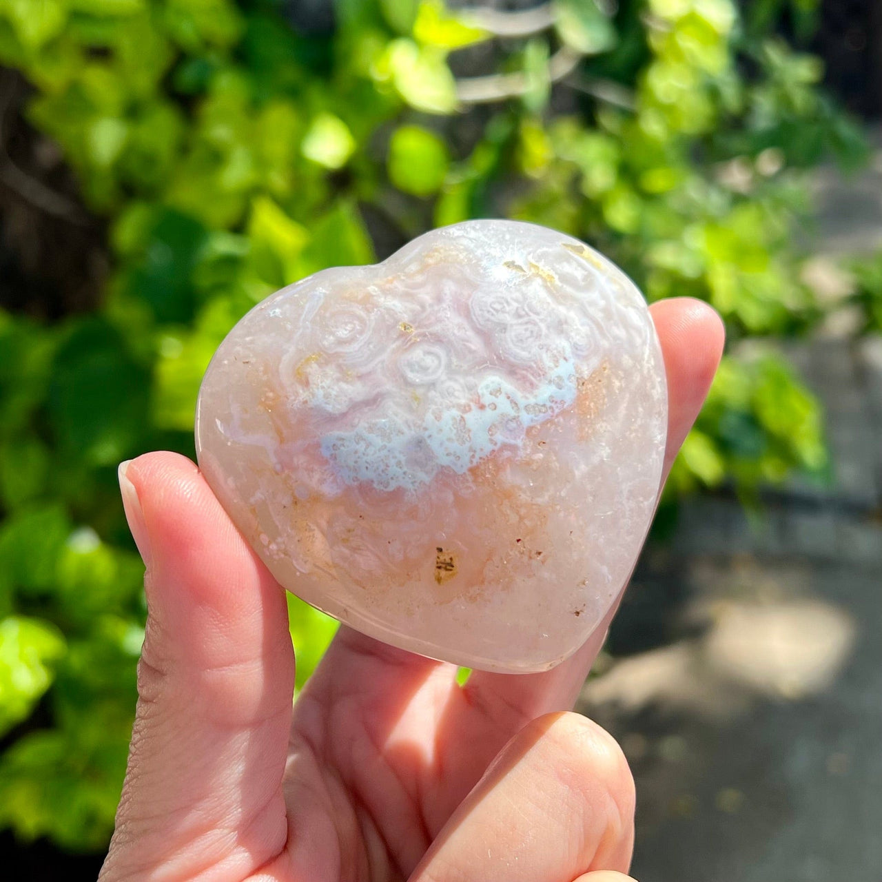 Polished Flower Agate Heart