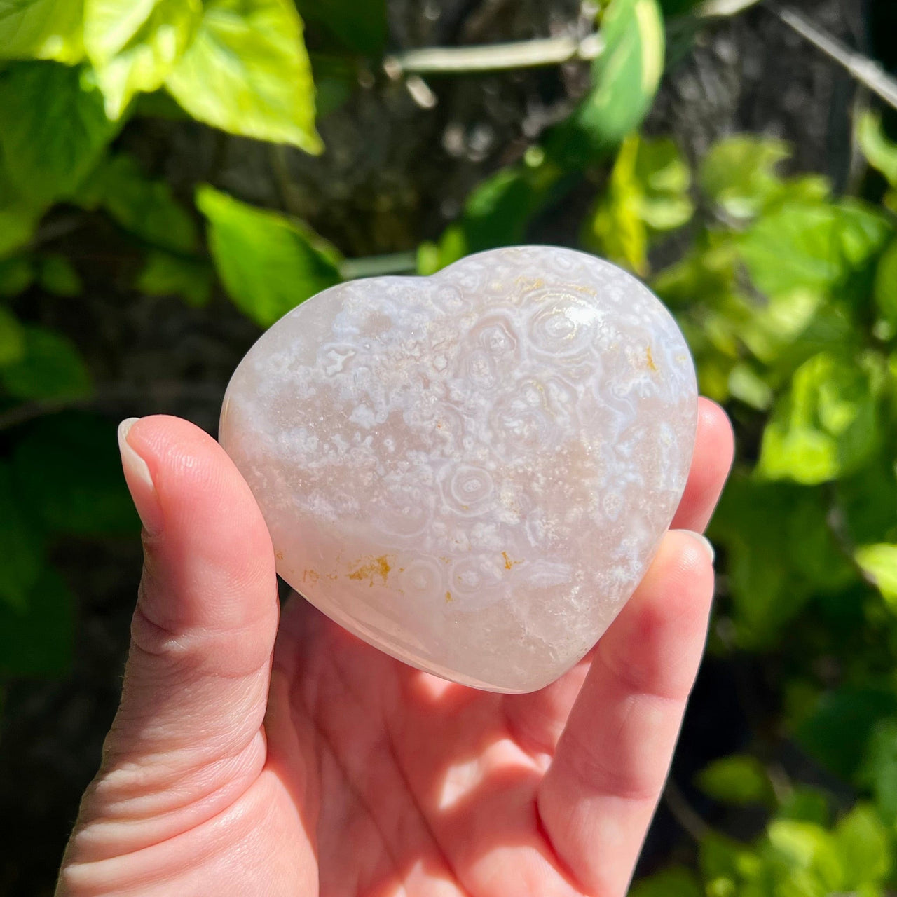 Polished Flower Agate Heart