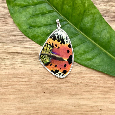 Butterfly Wing Pendant on Leaf 