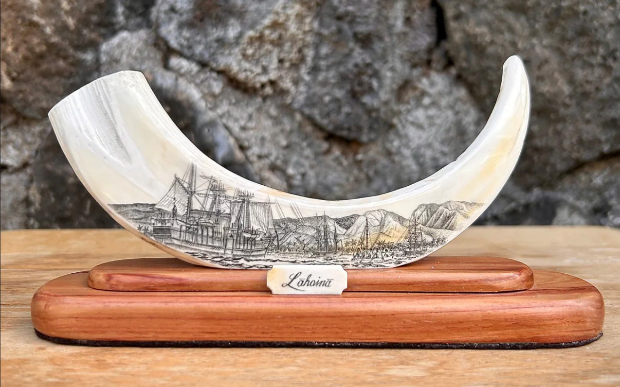 Lahaina Whaling Days Scrimshaw by Ray Peters