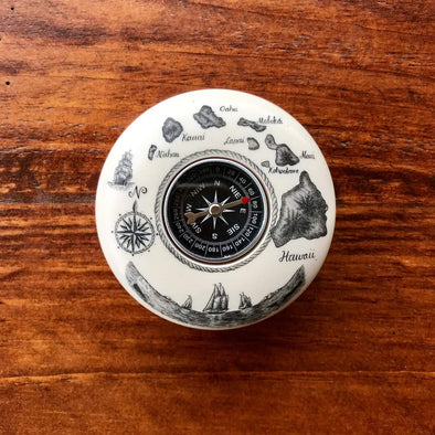 Scrimshaw Style Compass Paperweight