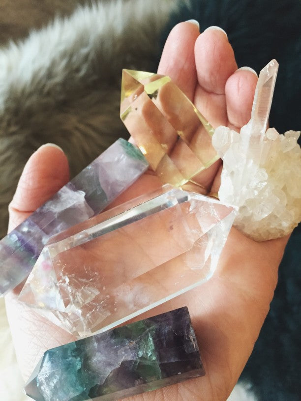 Holding healing crystals