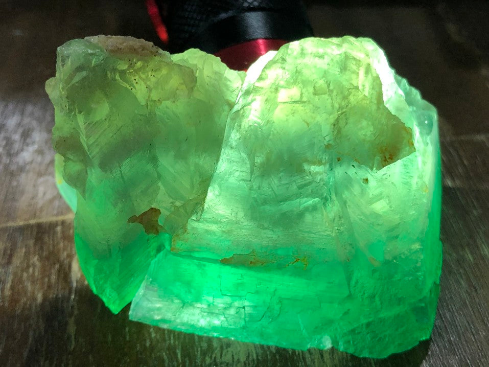 Glowing Fluorite on a surface