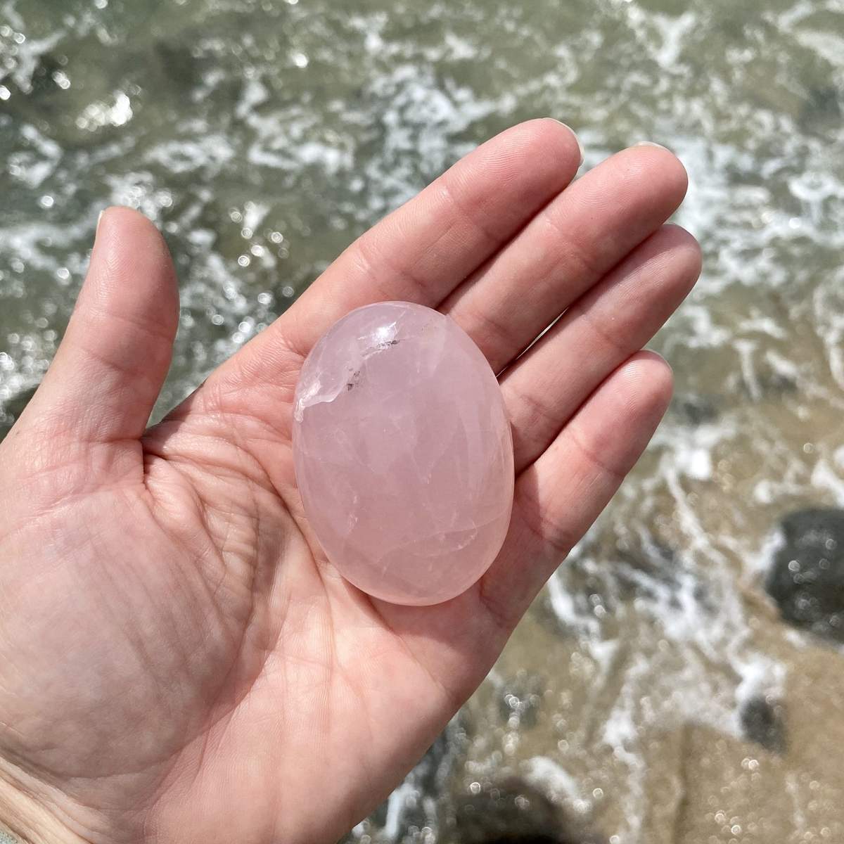 Polished Rose Quartz Palm Stone