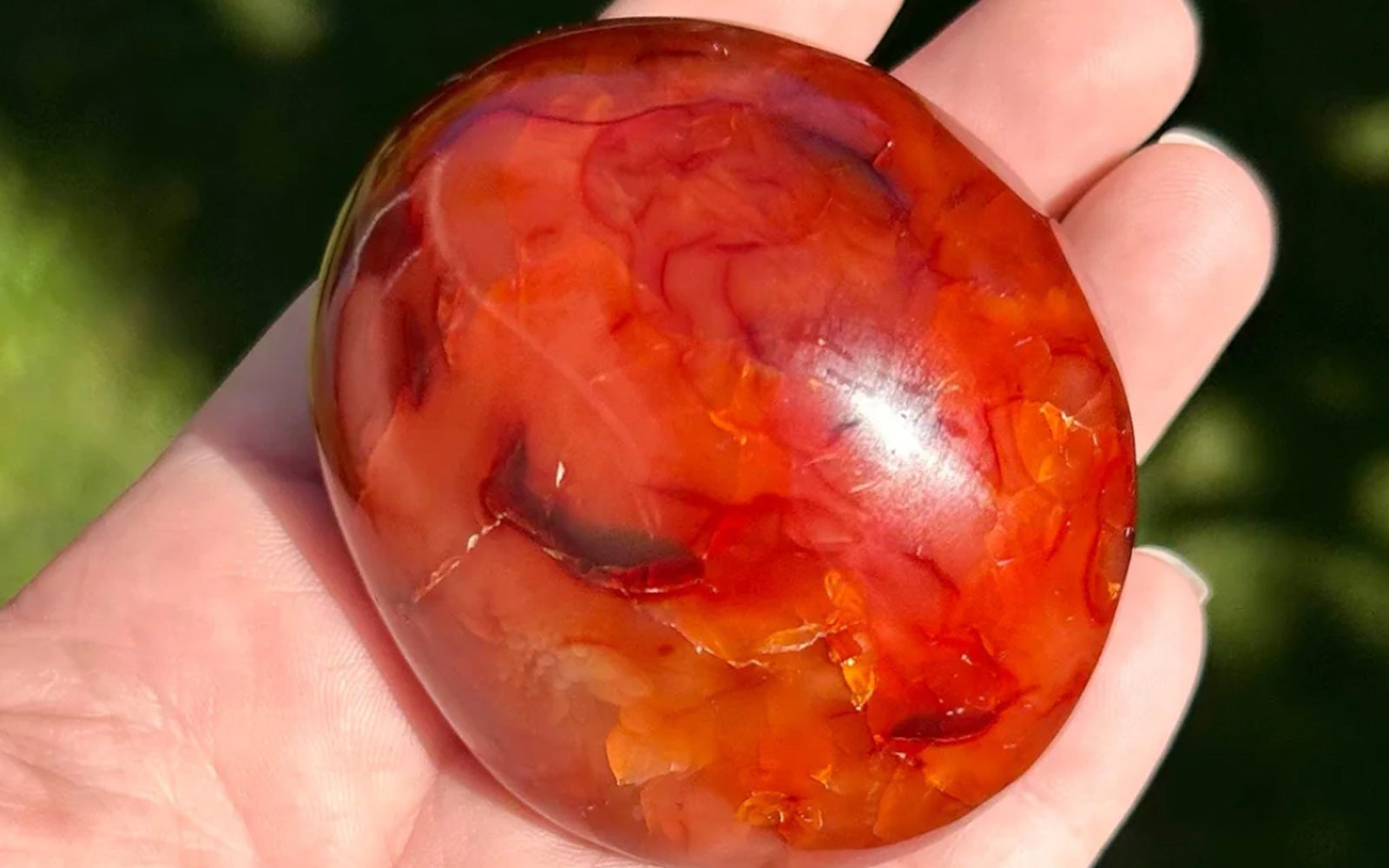 Person holding red carnelian stone