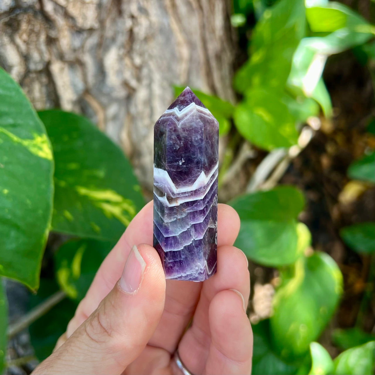 Chevron Amethyst Crystal Point