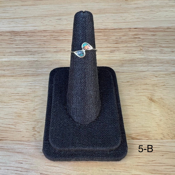 Lālani Black Coral Composite Double Teardrop Ring