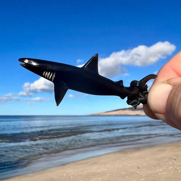 Hand Carved Ray Peters Shark Necklace