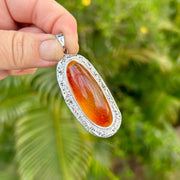 Baltic Amber Pendant with Sterling Silver Decorative Frame