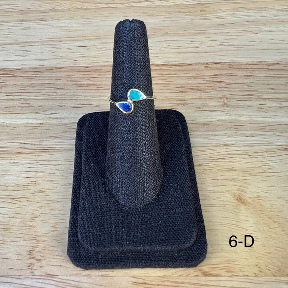 Lālani Black Coral Composite Double Teardrop Ring