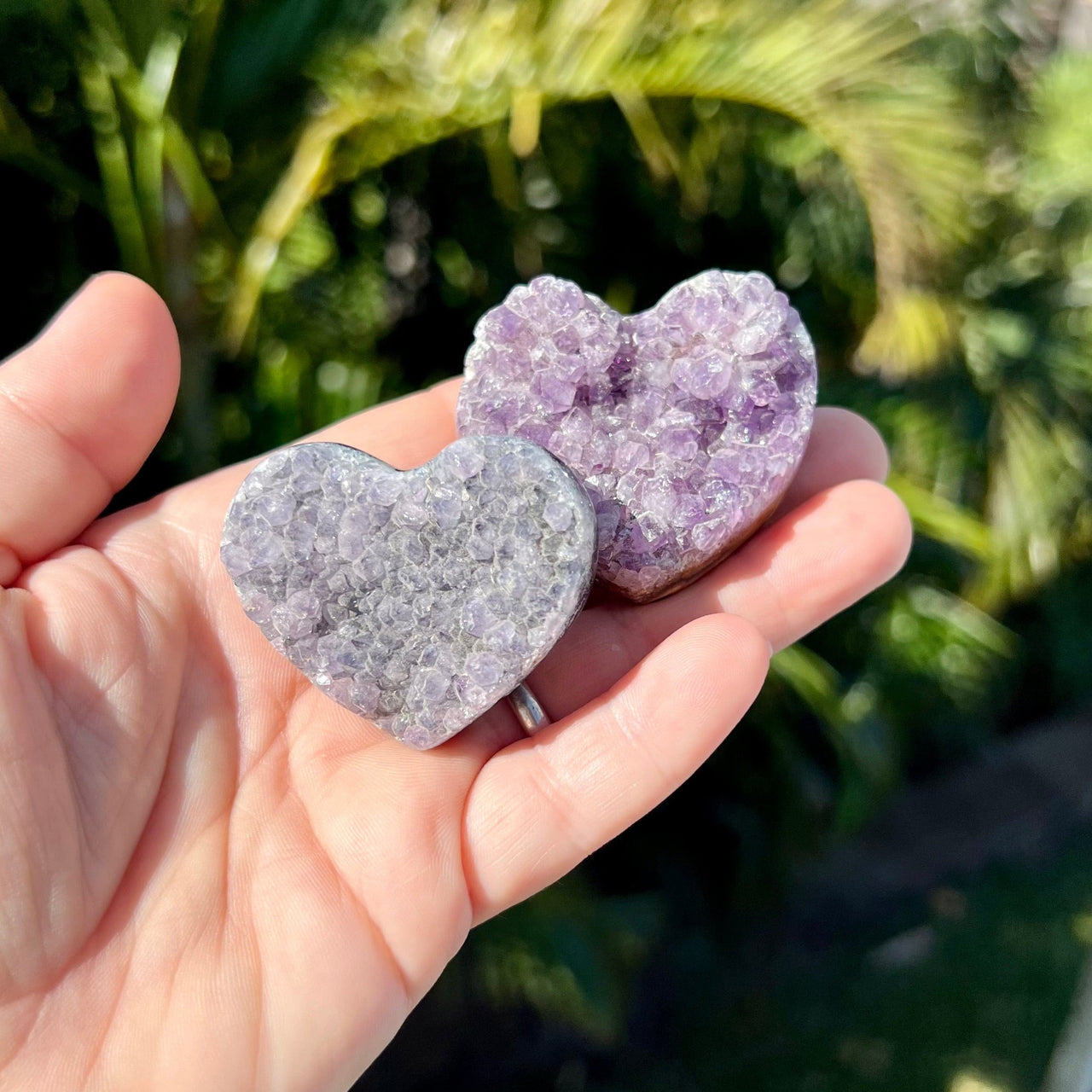 Amethyst Druzy Hearts