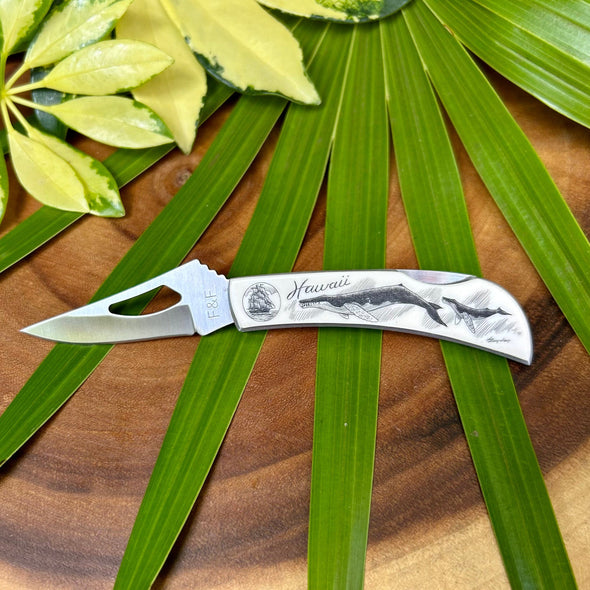 Scrimshaw Style Pocket Knife with Clip