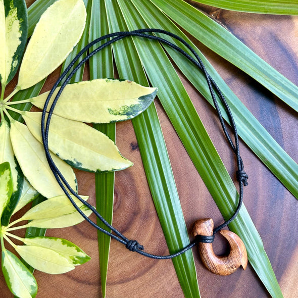 Koa Wood Maui Fish Hook Necklace