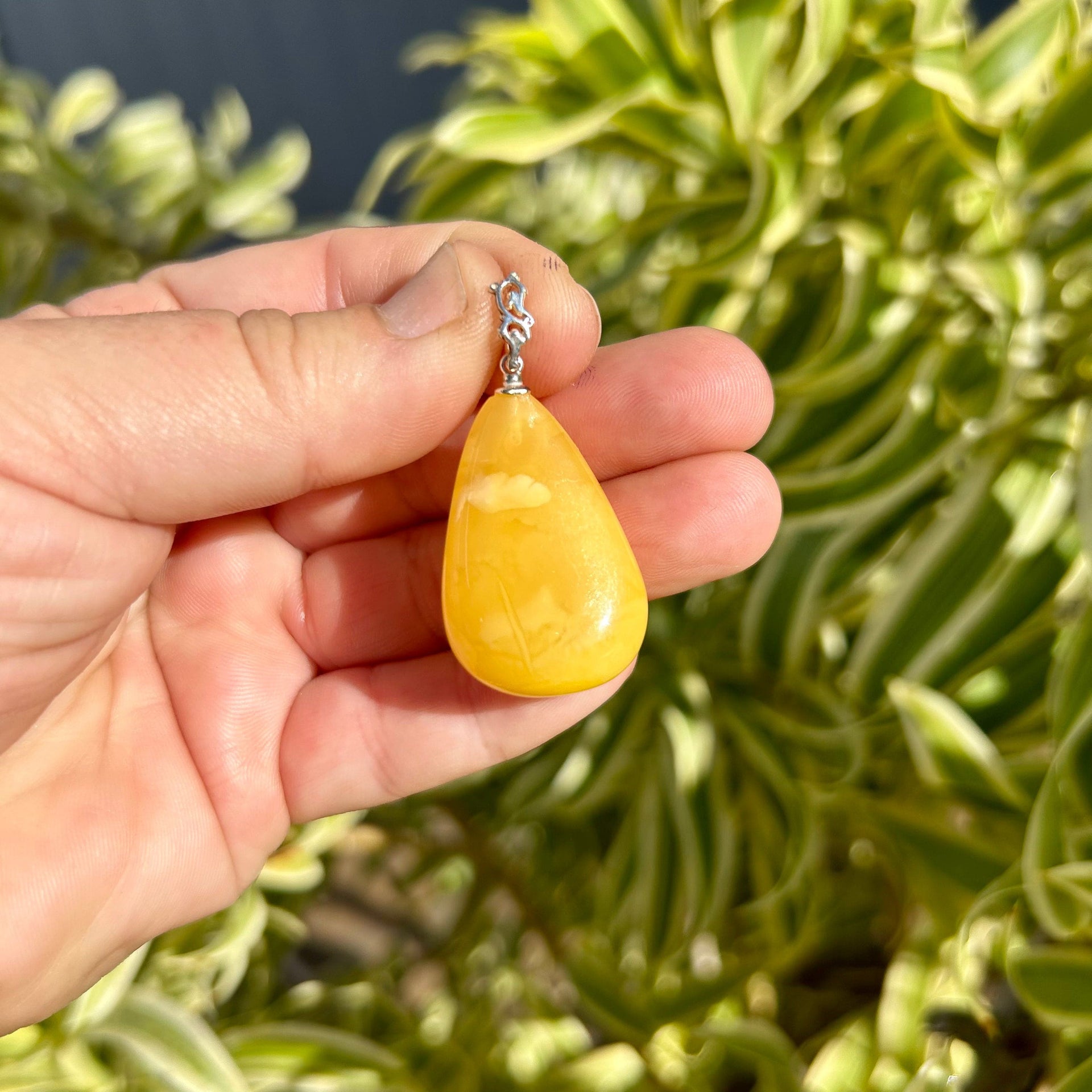 Milky Baltic Amber Pendant with Sterling Silver Bale