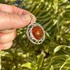 Silver Framed Baltic Amber Pendant- BAP42