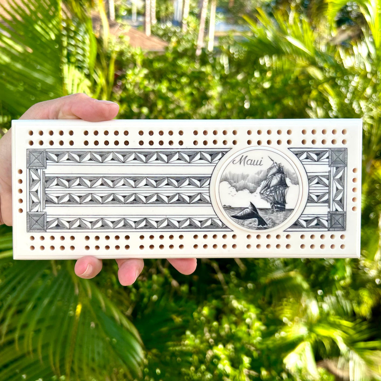 Scrimshaw Style Cribbage Board