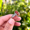 Baltic Amber Ring with Decorative Silver Cutout Details