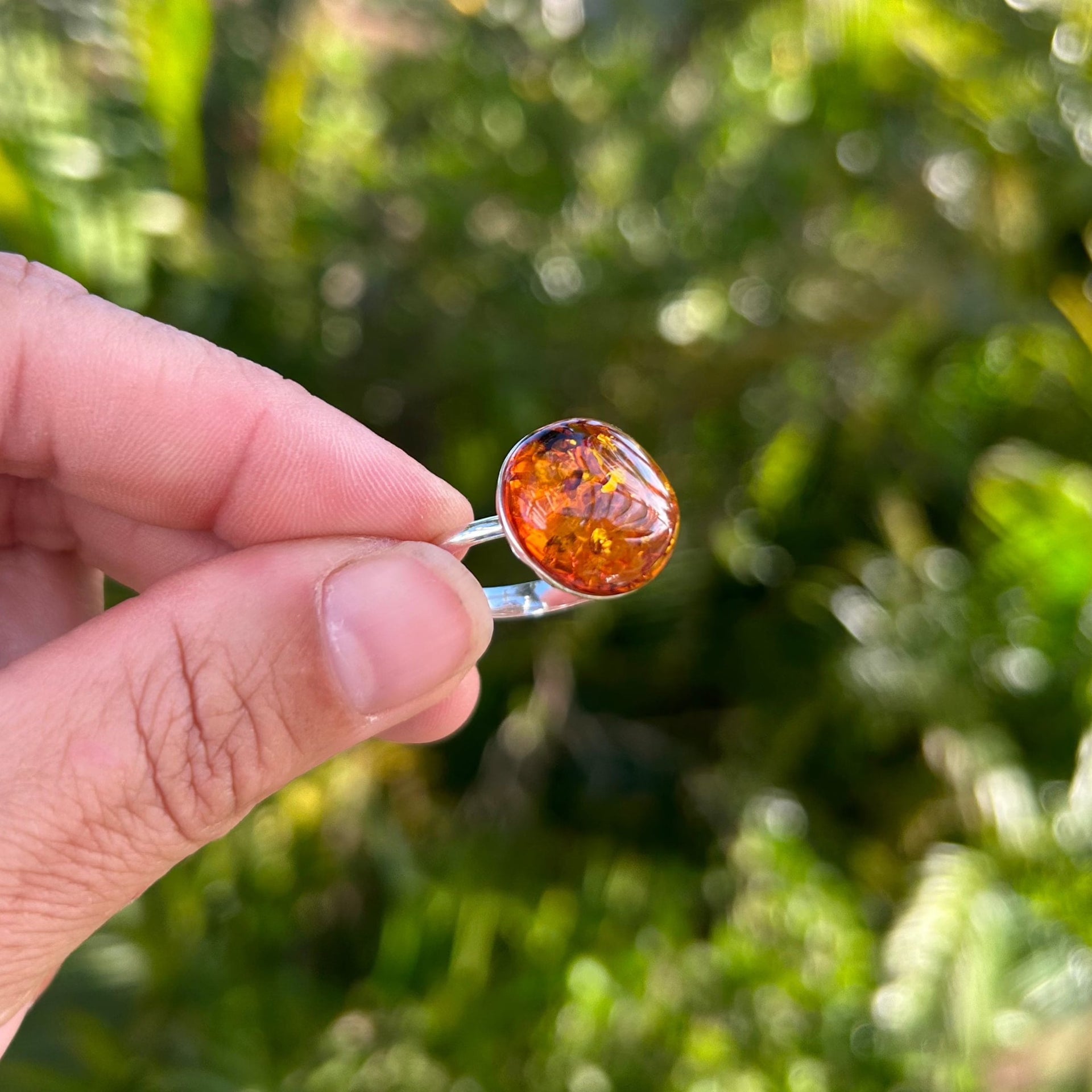 Cognac Baltic Amber Adjustable Ring