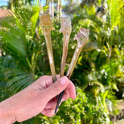 Hand Carved Flora Hair Sticks in Rose Bud Design