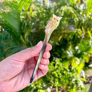 Hand Carved Water Buffalo Horn Owl Hair Stick