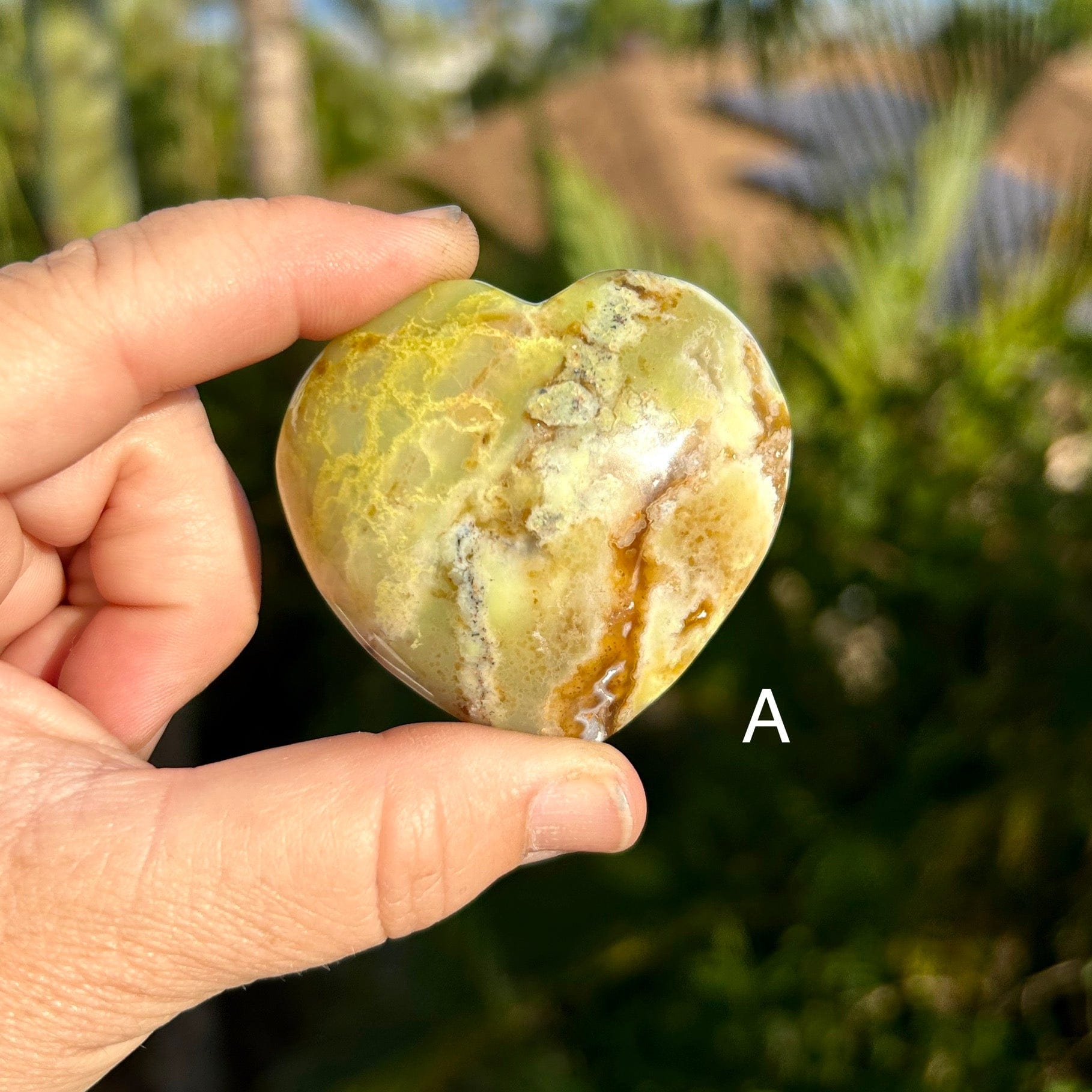 Back of A Green Opal Polished Heart