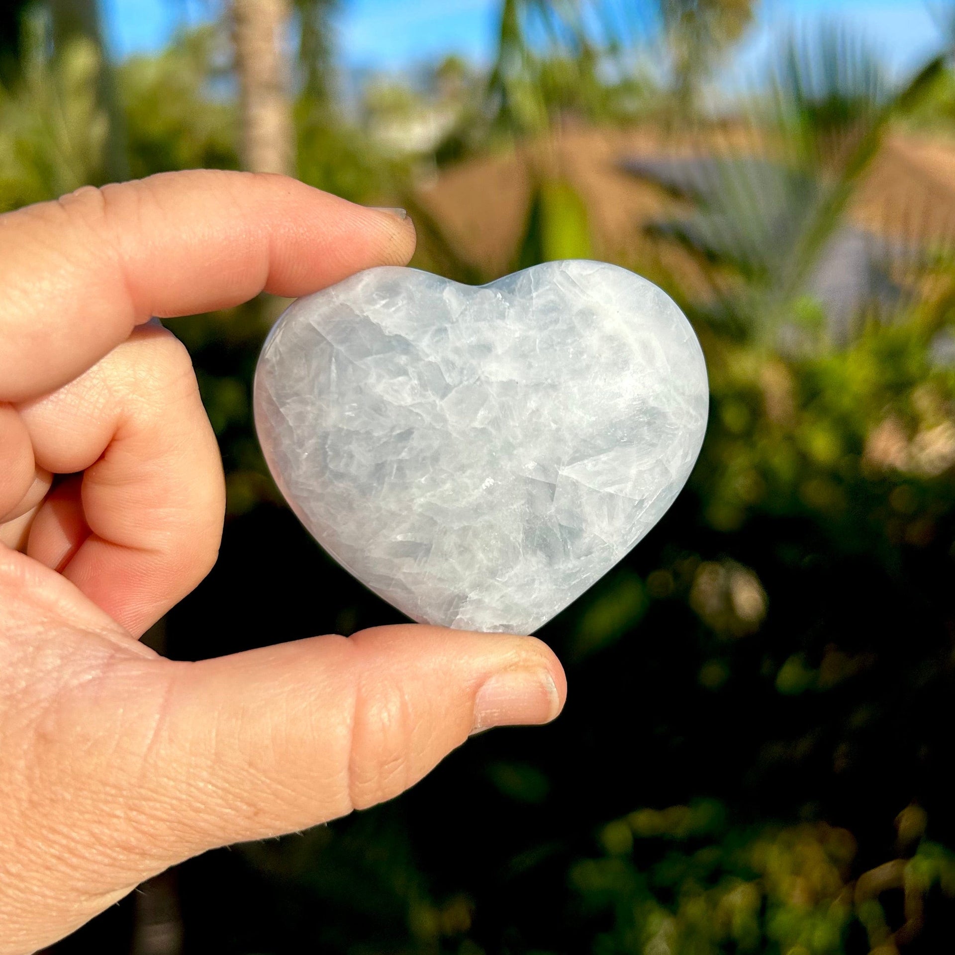 Blue Calcite Polished Heart Healing Crystal