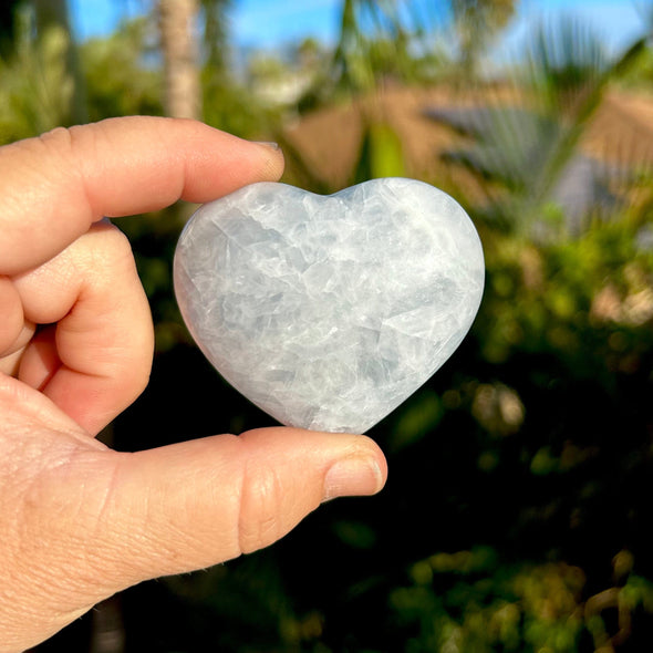 Blue Calcite Polished Heart Healing Crystal