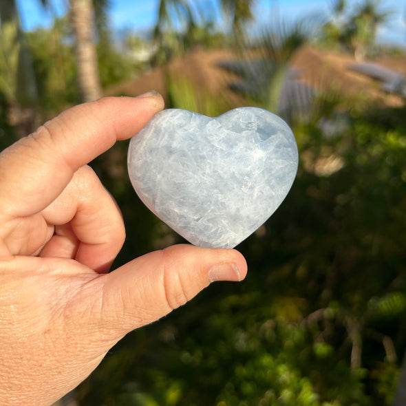 Blue Calcite Polished Heart Crystal