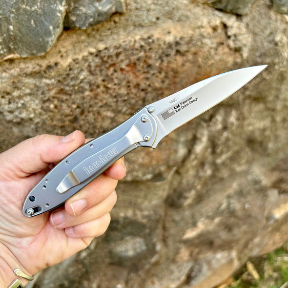 Pete Lange Scrimshaw Kershaw Leek Pocket Knife- Shark