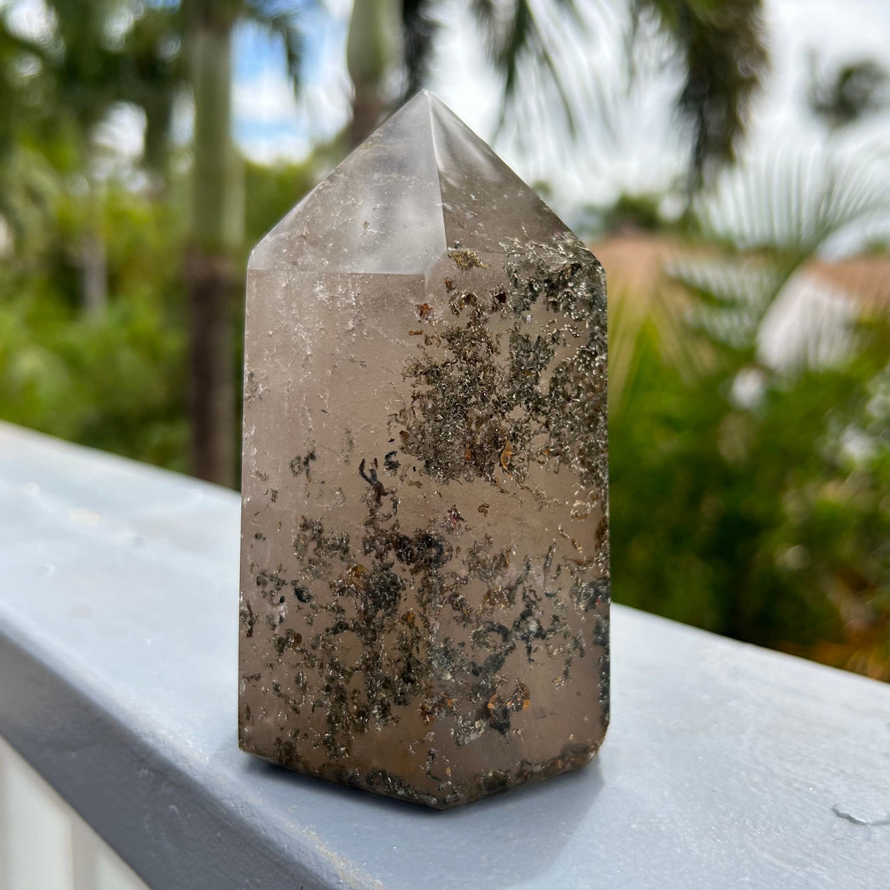 Large Polished Smoky Quartz Crystal Point from Madagascar