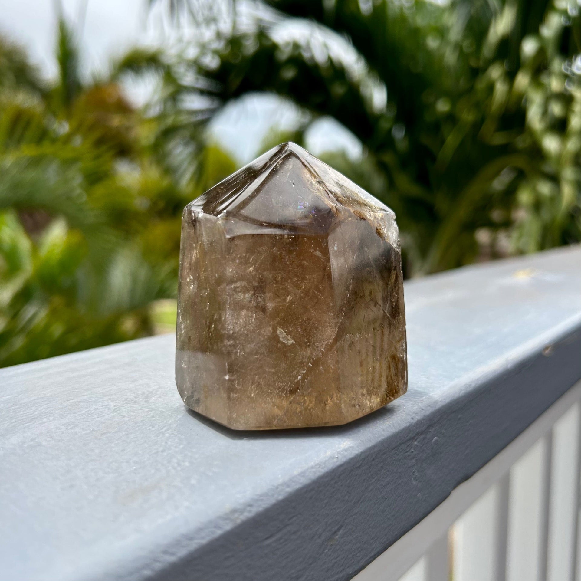 Medium Polished Smoky Quartz Crystal Point from Madagascar