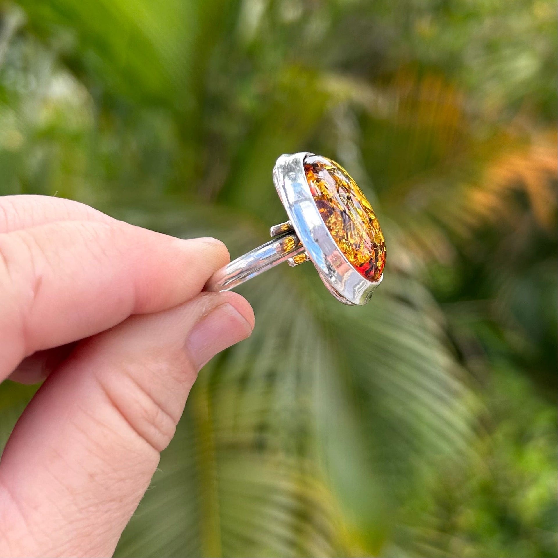 Side of Baltic Amber Adjustable Ring