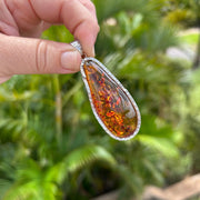 Rich Honey Baltic Amber Sterling Silver Pendant Frame