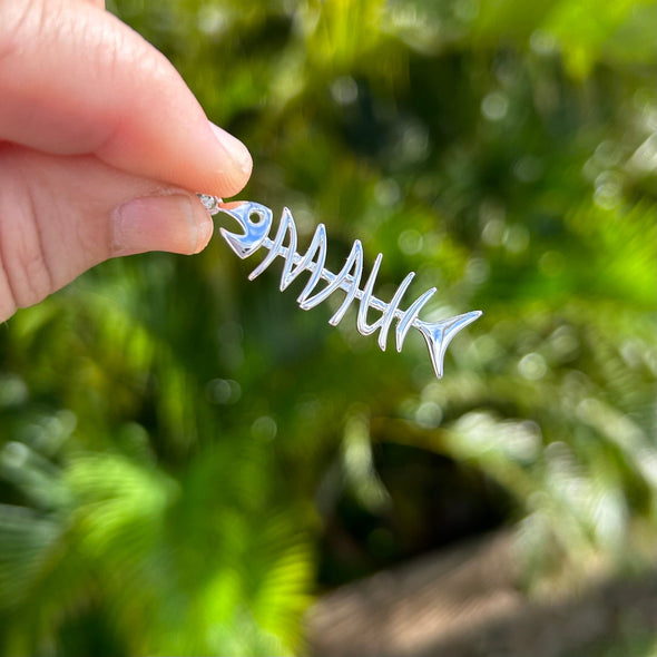 Small Sterling Silver Maui Fishbone Pendant