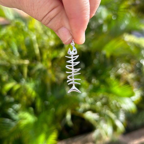 Small Maui Island Fishbone Pendant by CiCi Maui Designs
