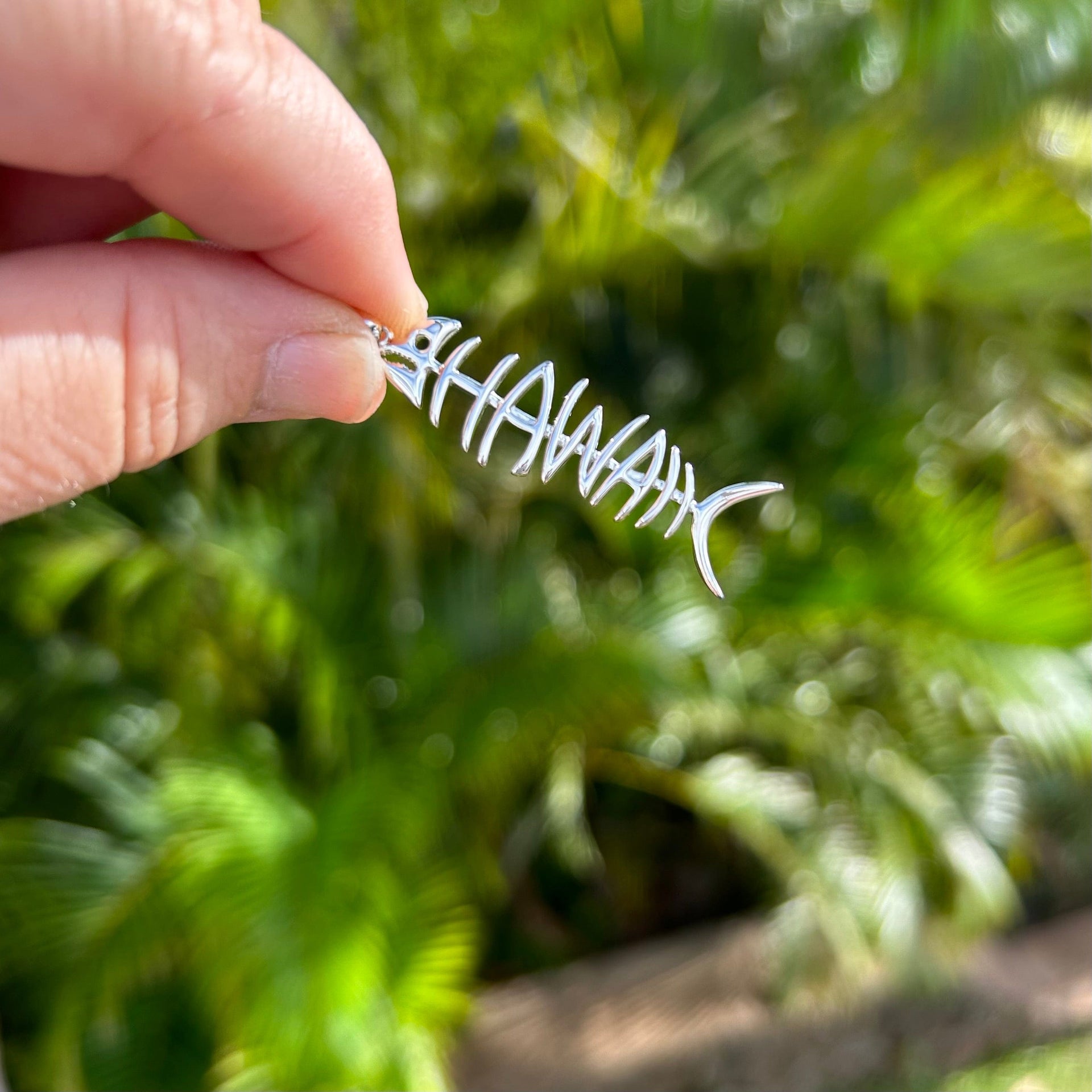 Small Sterling Silver Hawaii Fishbone Pendant