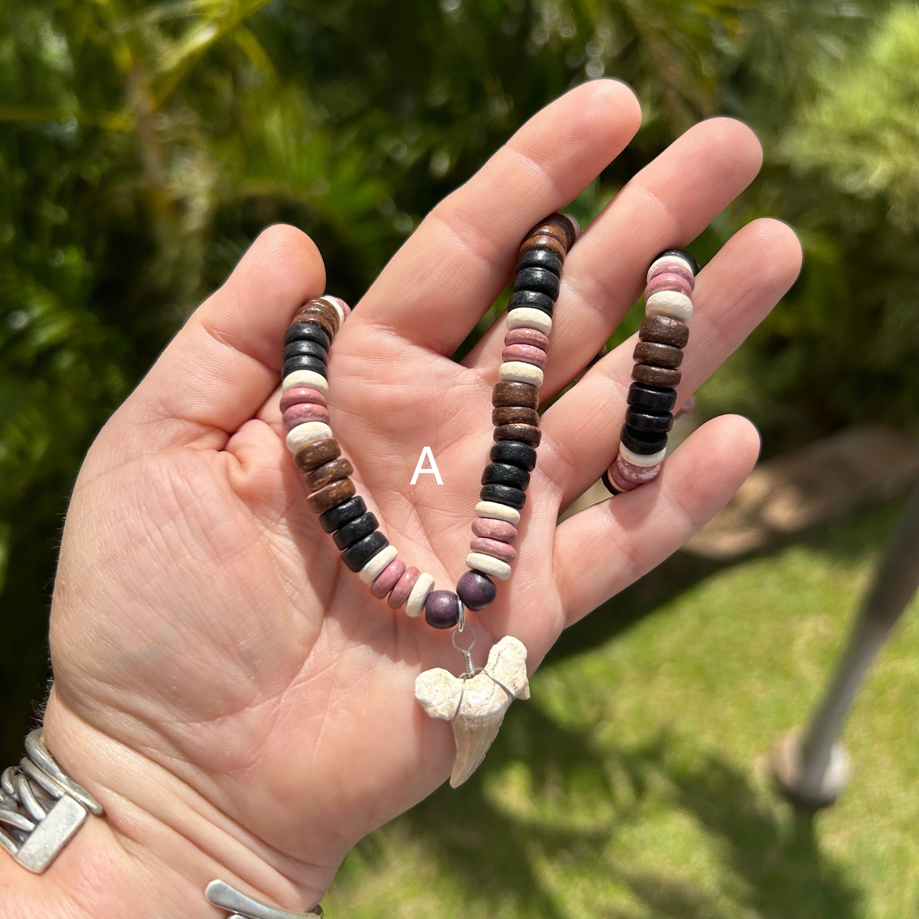 Buy Swimmi 3 Genuine Mako Shark Tooth/Teeth Necklace for Men Women Boy Girl  with Wooden Beads and Adjustable Waxed Cord Handmade Jewelry EA050 Online  at desertcartINDIA