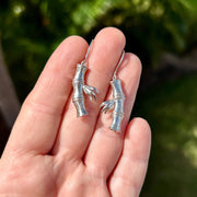 Sterling Silver Leafy Bamboo Earrings