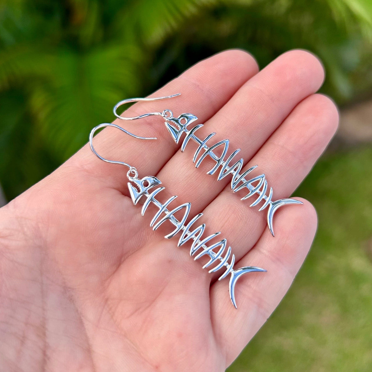 Sterling Silver Hawaii Fishbone Earrings