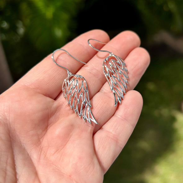Sterling Silver Angel Wing Earrings