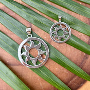 Large and Small sizes of Maui Sun Pendant in Sterling Silver