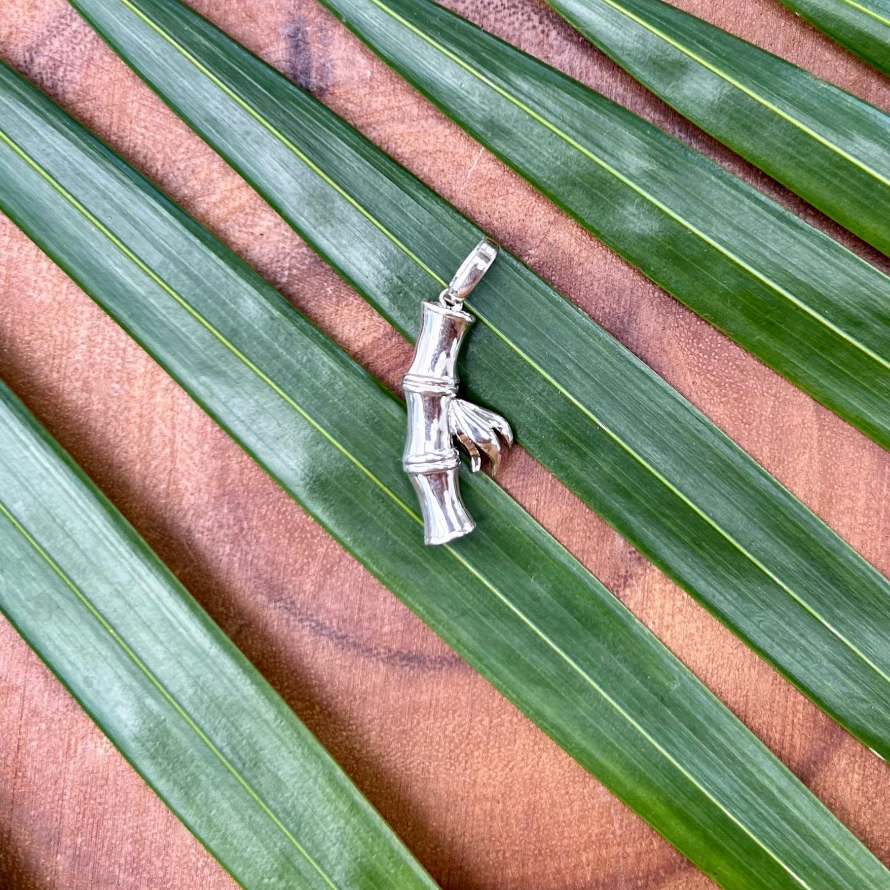 Hand crafted Hawaiian Leafy Bamboo Pendant